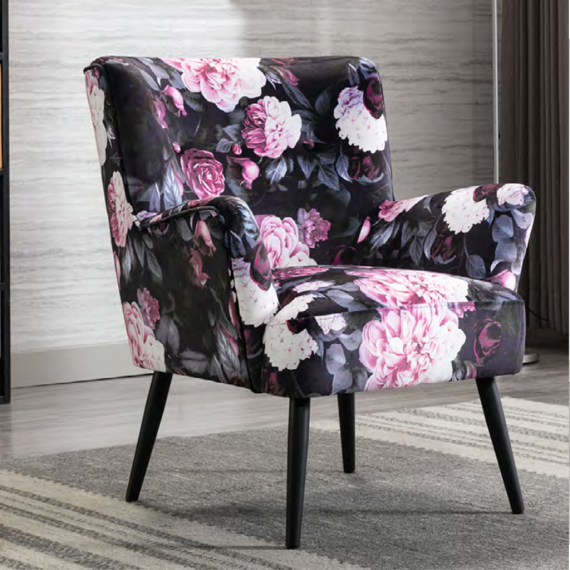 Mario Chepstow Red Floral Accent Chair