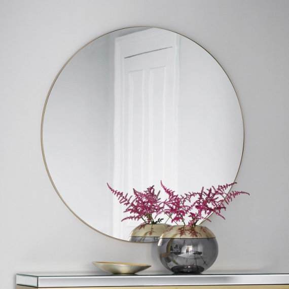 Hayle Large Round Mirror Champagne Metal 1200mm