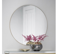 Hayle Large Round Mirror Champagne Metal 1200mm