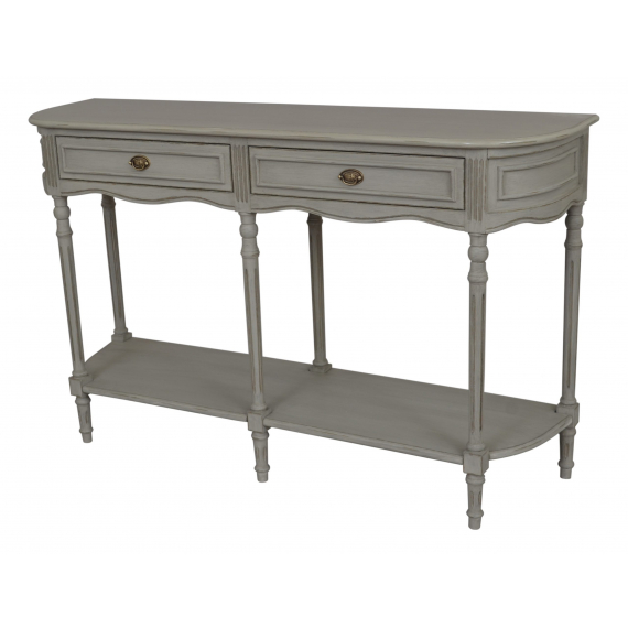 Heritage 2 Drawer/1 Shelf - Grey with Gold Distress