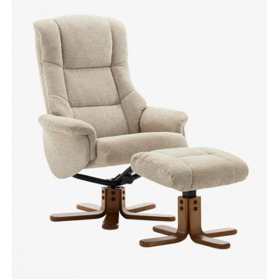 Prince Swivel Recliner Chair with Footstool - Cream