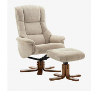 Prince Swivel Recliner Chair with Footstool - Cream