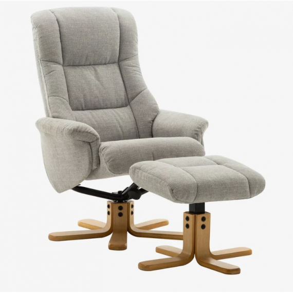 Prince Swivel Recliner Chair with Footstool - Cream